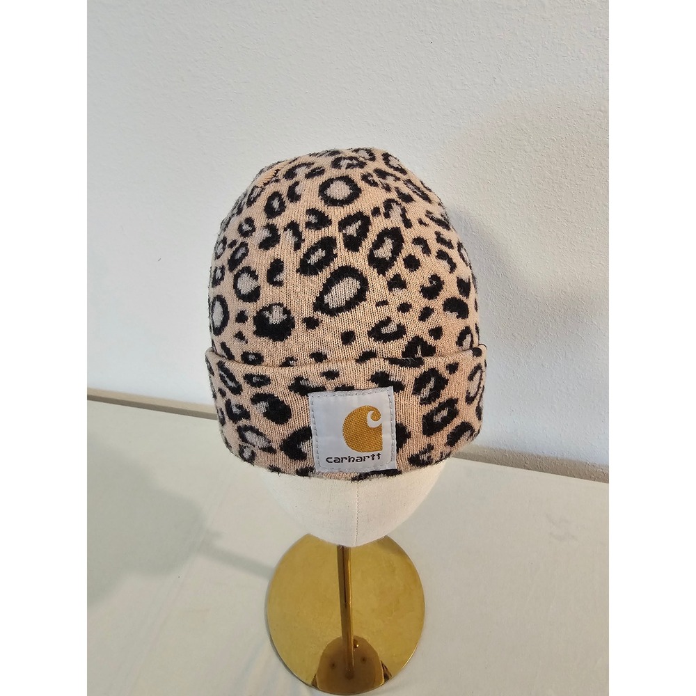 Carhartt One Size Leopard Print Acrylic Knit Beanie Hat